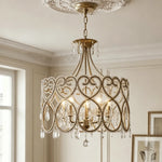 lustre cristal cuivre poli baroque décoration salon luminaires suspendus led doré transparent