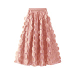jupe marron rose transparente moderne élégante ceinture ajustable polyester femelle été mi mollet