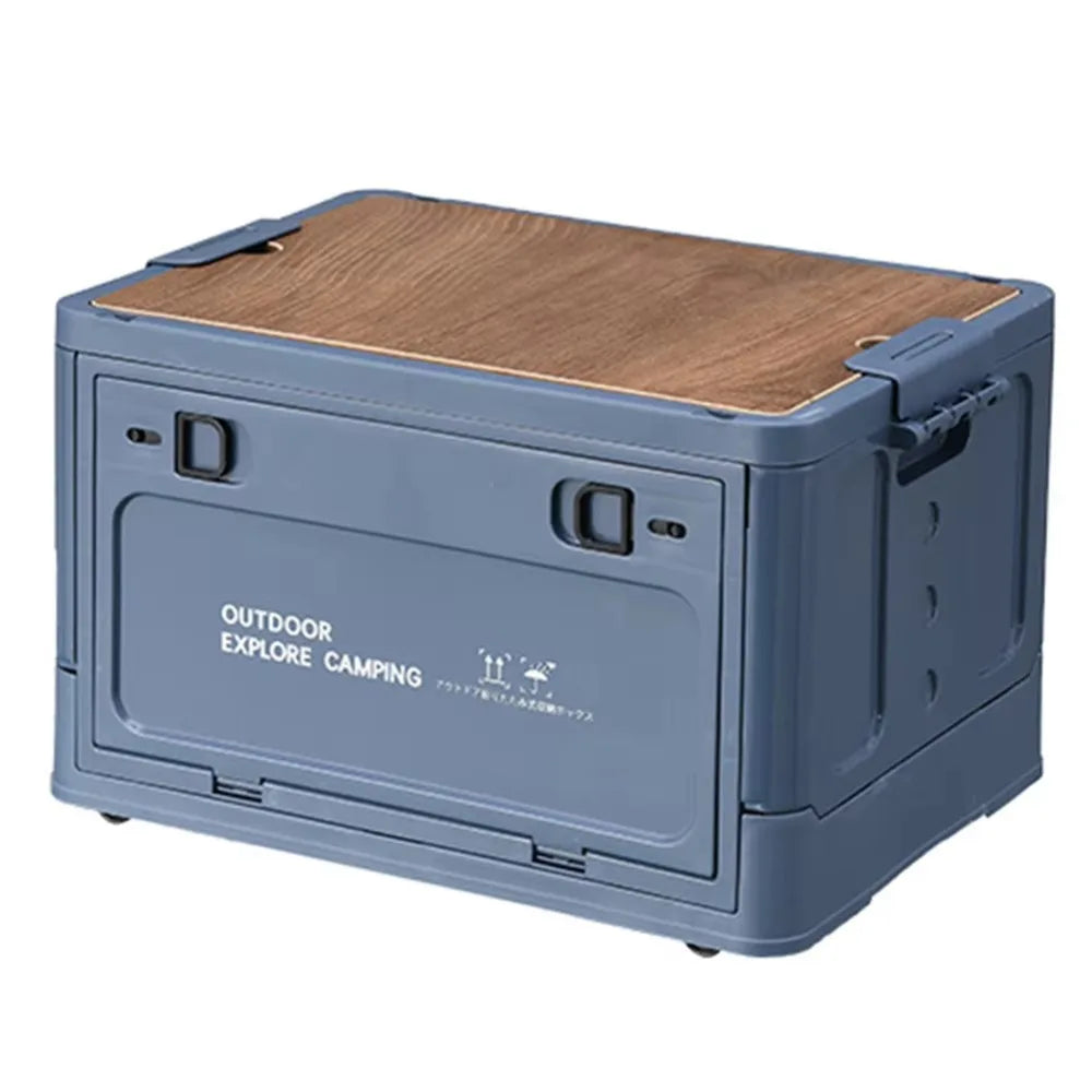 boîte rangement camping blanc bois pratique moderne empilable poignées grande capacité servant