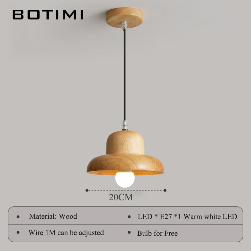 lampe suspendue bois naturel clair texture moderne minimaliste ampoule e27 câble ajustable étude salon