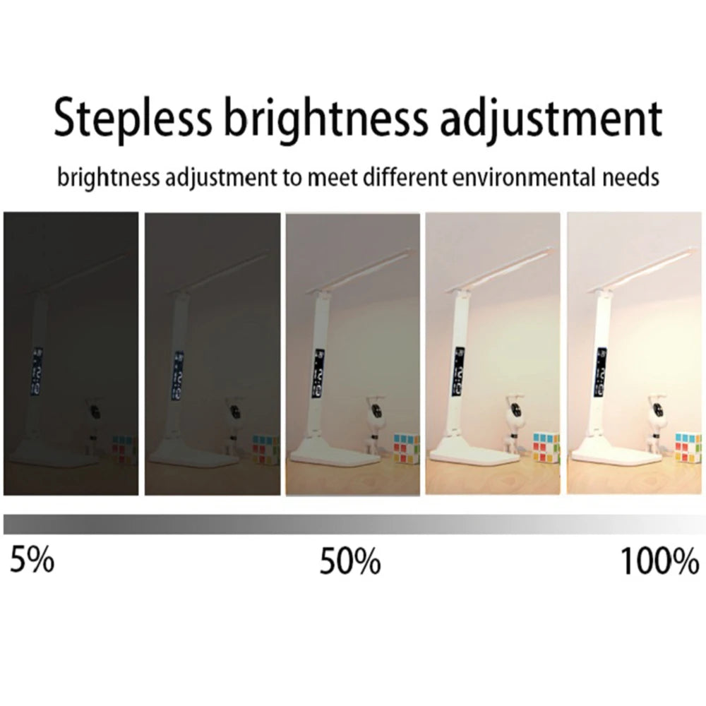 lampe table led blanc moderne minimaliste base pivotante affichage numerique bouton tactile usb charge