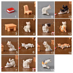 figurines chats résine miniature table deco maison blanc taches colorées opaques erotique