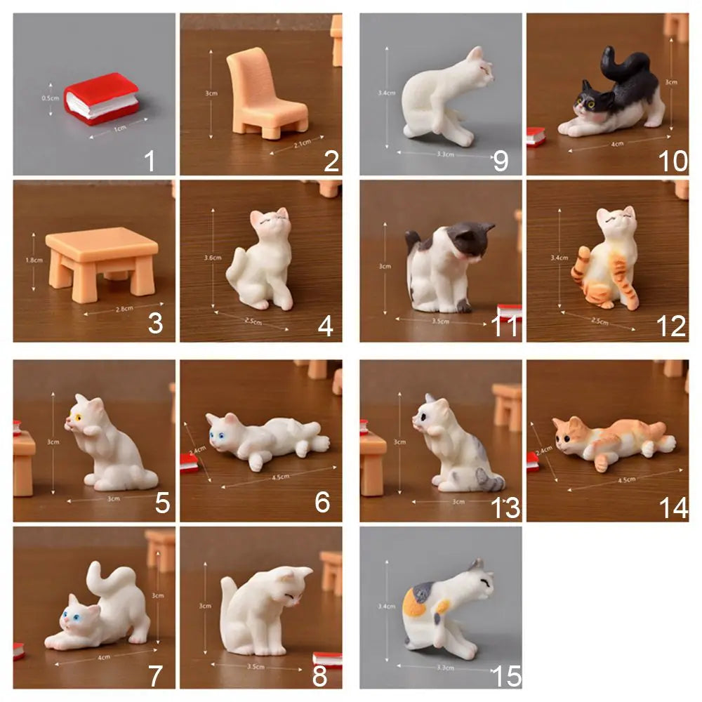 figurines chats résine miniature table deco maison blanc taches colorées opaques erotique