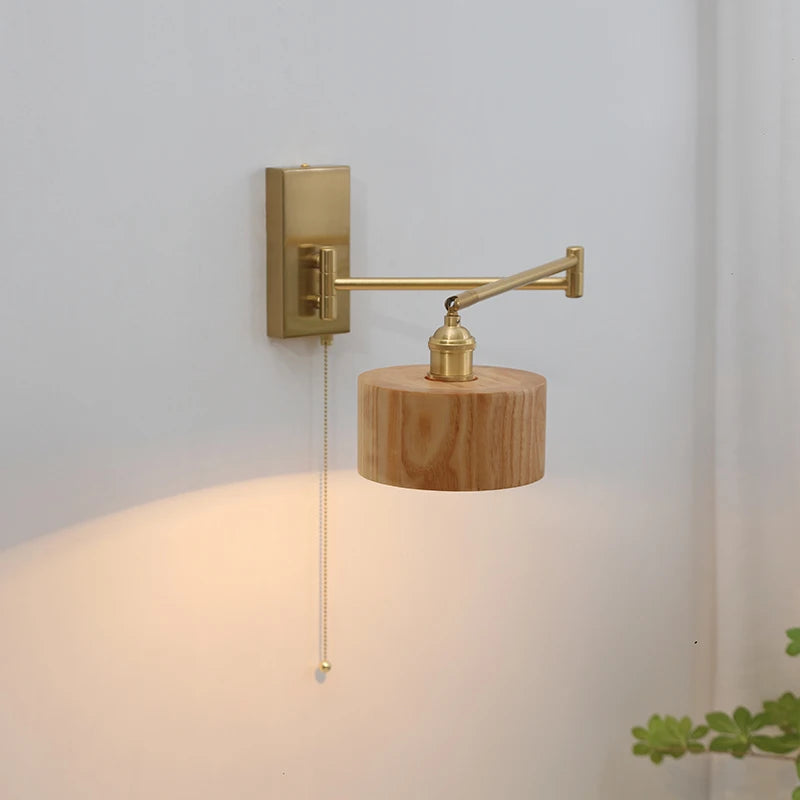 lampe murale or bois moderne interrupteur prise led minimaliste fixée vis