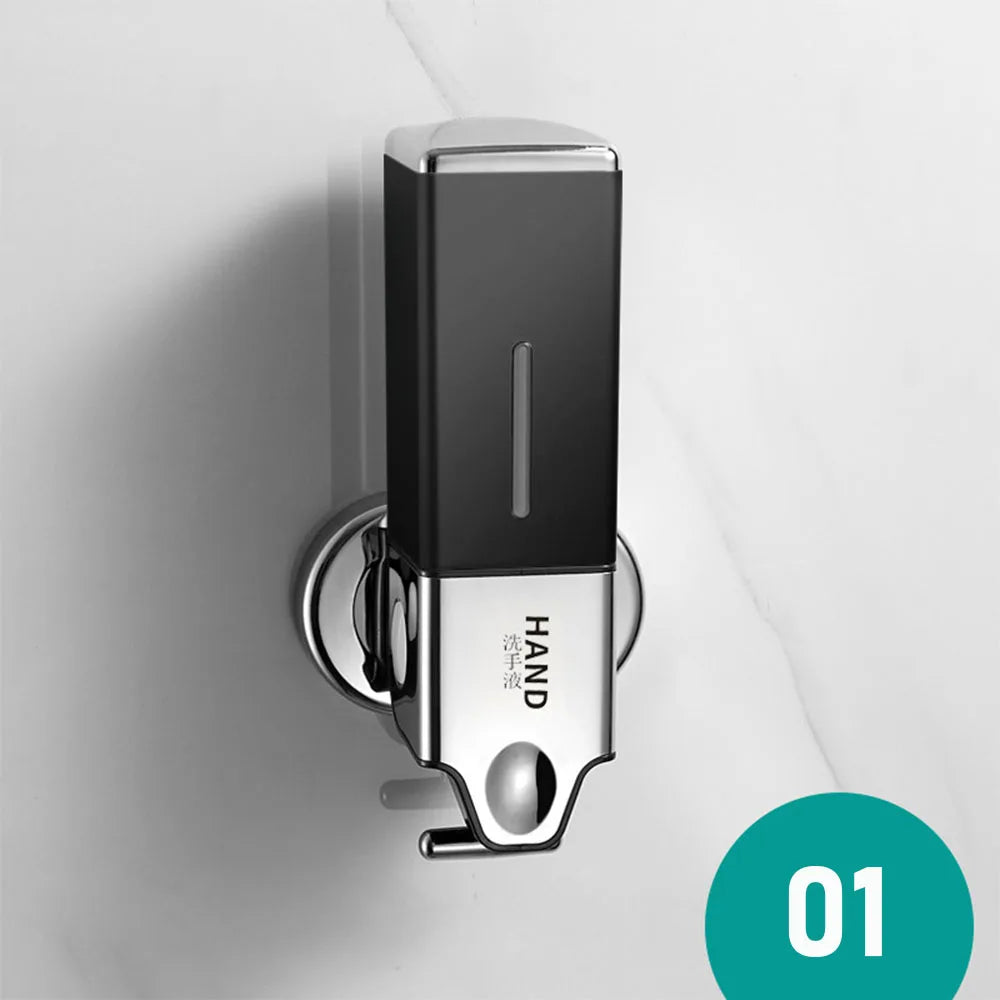 distributeur savon liquide argenté moderne fixations yeillets salle bain chambre