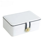 boîte bijoux bleu marine classique simili cuir double compartiment rangement bagues bracelets montres colliers