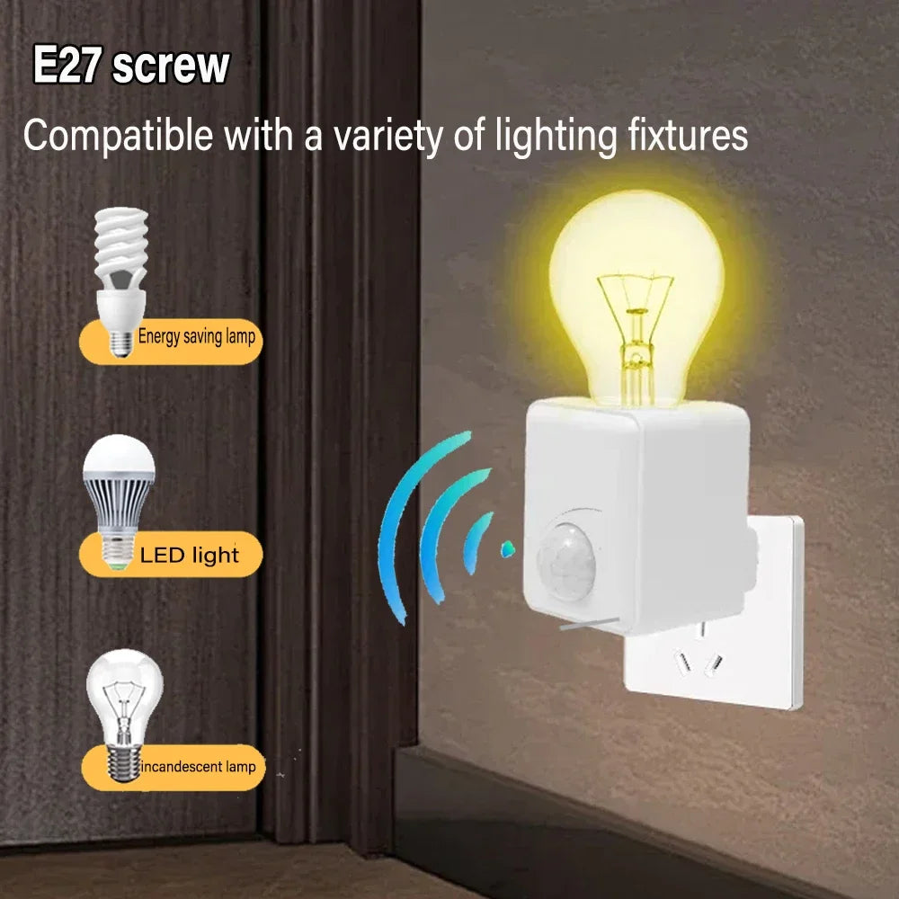 adaptateur lampe détecteur mouvement douille E27 moderne minimaliste blanc doré garage couloir