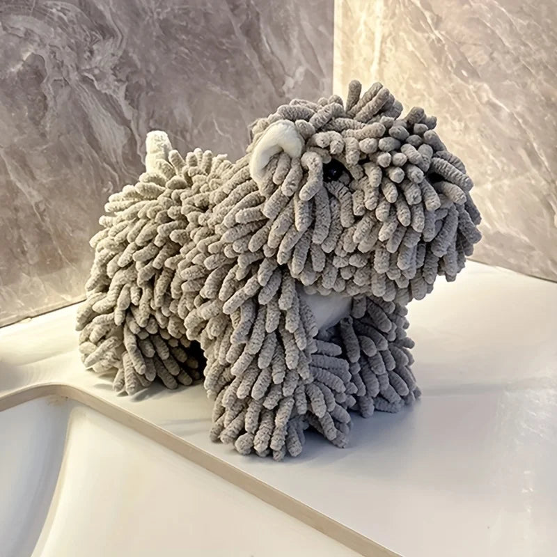 serviette éponge animale bleu rose beige gris peluche adhésive mignonne créative simple