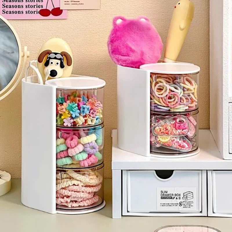 boîte rangement transparente moderne réutilisable bijoux accessoires cheveux élastiques brosse makeup
