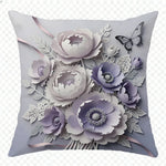 taies d'oreiller violet fleurs papillons moderne polyester 45x45cm zipper closure décoration chambre coucher maison