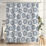 rideau douche polyester blanc fleur géométrique moderne anneaux