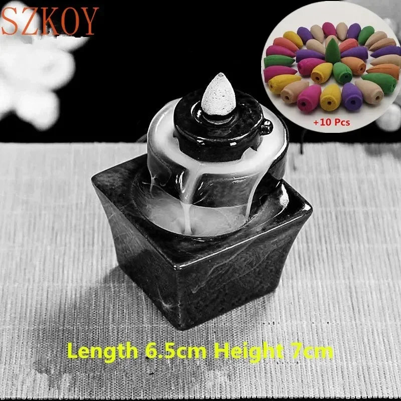 diffuseur d'encens artisanal opalescent motifs naturels 10 cônes colorées salon zen