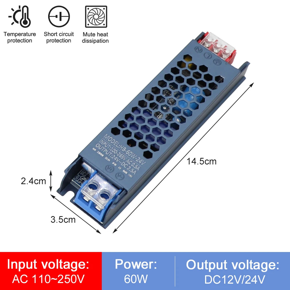 alimentation électrique led 12v 24v 100w 200w 300w 400w 500w bleu noir industrielle modernisée