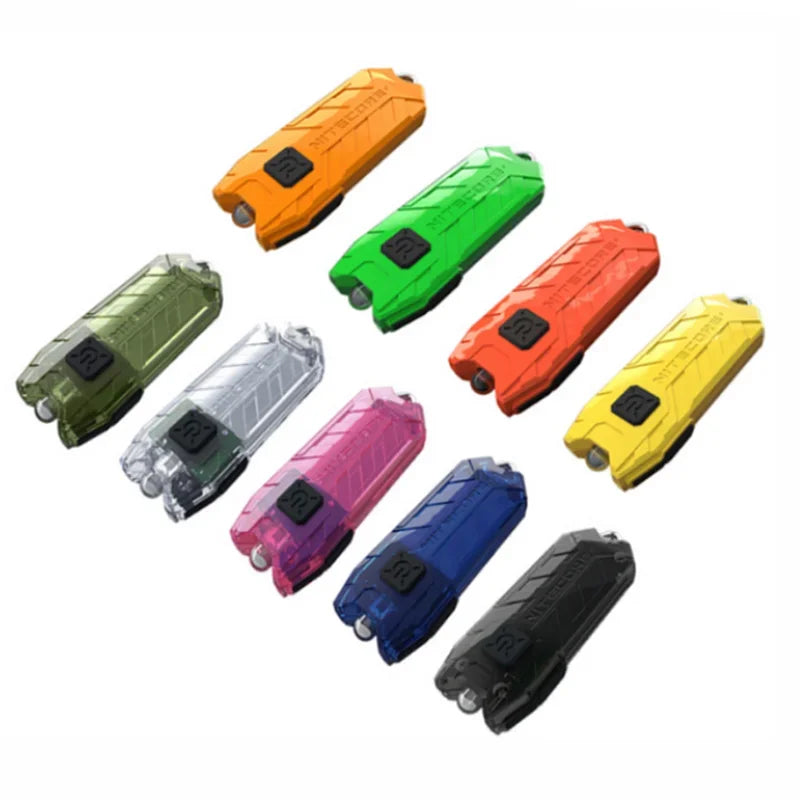 lampe torche rechargeable led noire compacte résistante chocs câble usb orange vert bleu