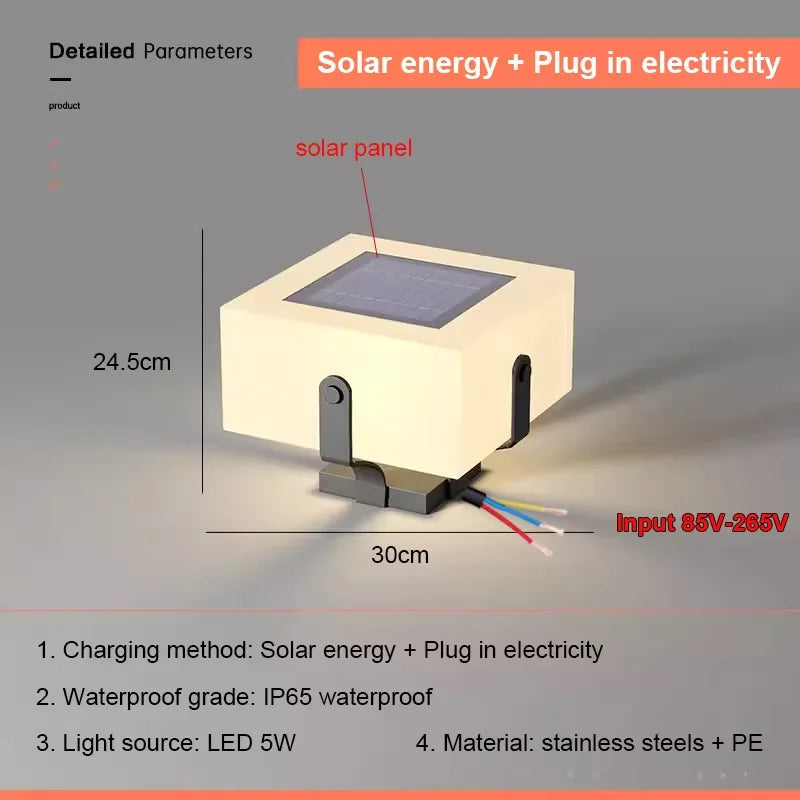 lampe solaire extérieure ip55 led contemporaine minimaliste blanc doré noir