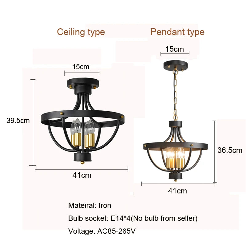 lampe suspendue industrielle noir doré structure métallique circulaire chambre salon étude