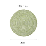 lot sets table ronds coton tressé vert gris beige motif spirale