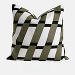 housse coussin vert olive motif géométrique contemporain polyester respectueux environnement coussin