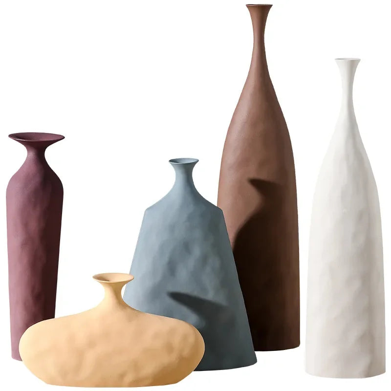 vase table céramique porcelaine bleu marron blanc rose géométrique moderne élégant abstrait