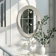 miroir ovale moderne cadre laiton texture brossée décoration intérieure épurée fixations murales incluses