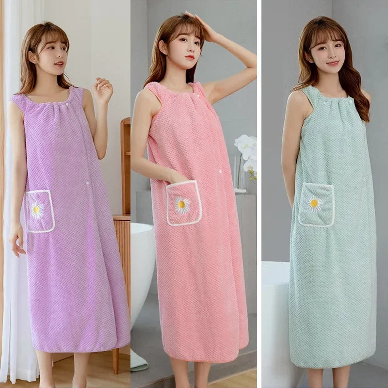 robe bain coton brodée sèchage rapide violet rose bleu vert moderne
