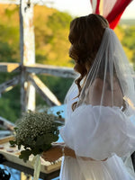 voiles mariée soie blanc léger transparent élégant fixation bouquet fleurs