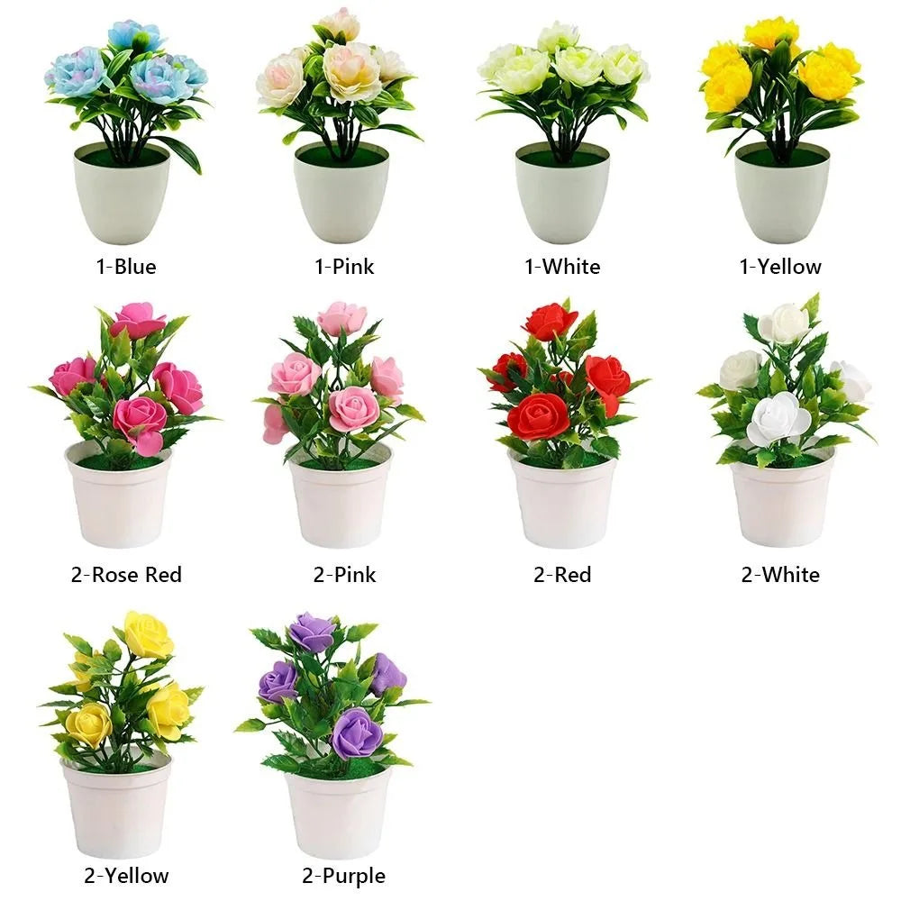 bouquet artificiel roses couleurs variées pot blanc décoration intérieure moderne minimaliste
