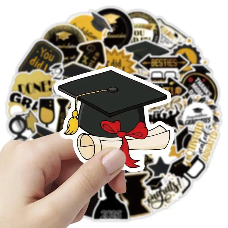 stickers graduation diplômes chapeaux congratulations festifs adhésifs célébration souvenirs école étudiants