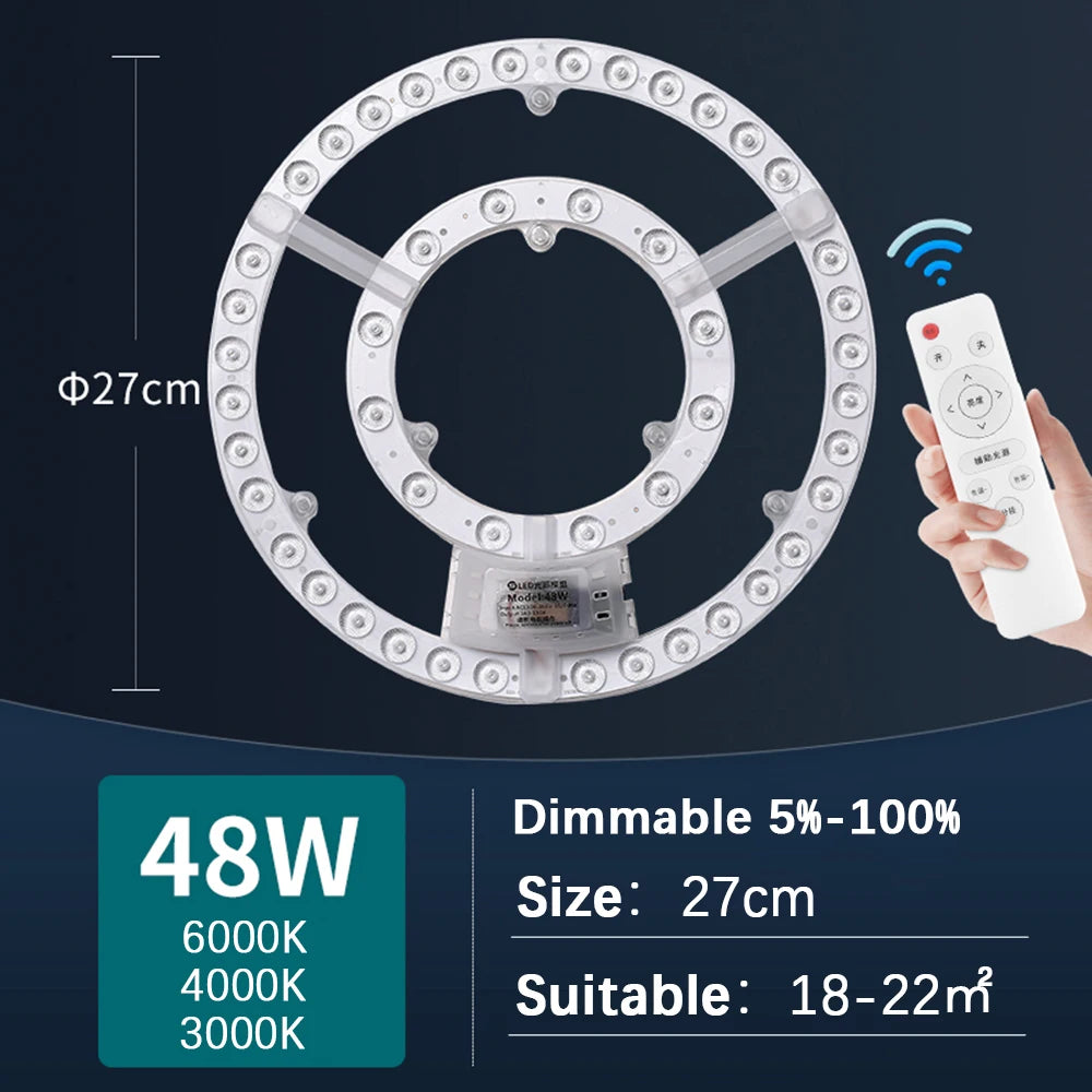 ampoule led module circulaire blanc moderne économie énergie contrôle distant aimant blanc chaud froid