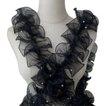 ruban franges dentelle noir blanc rose orange rouge élégant festif 11cm