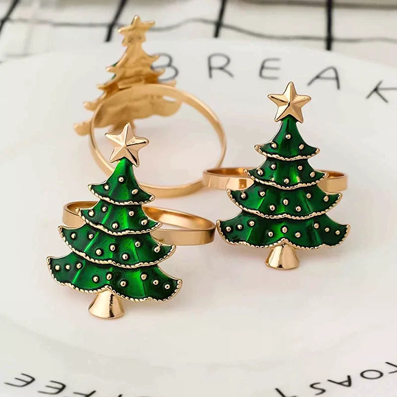 porte serviettes sapin noël étoile brillant festif vert or argentDecorationNoelServiettesCouvertsElégant