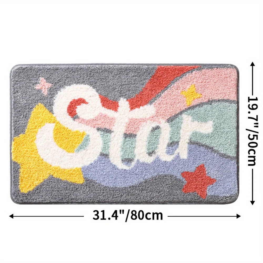 tapis bain moderne gris blanc noir orange motif baignoire arc ciel antidérapant