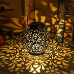 lanterne solaire extérieure led noire florale artisanale ip44 jardin camping