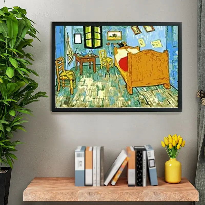 toile d'art abstraite peinture impressionniste cadre pinceaux peintures couleurs variées moderne chambre