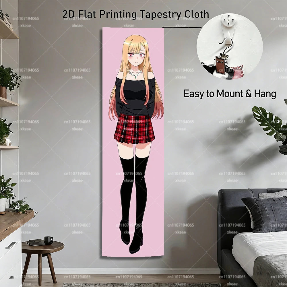 tapisserie animée carreaux rouge noir rose chambre otaku 2d tissu polyestère grande taille