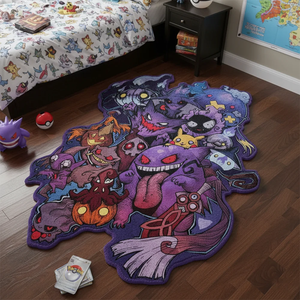 tapis peluche animaux fantaisistes carte pokemon figurines classique rétro violet bleu noir