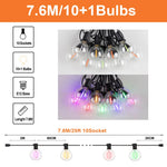 guirlande lumineuse extérieure globes multicolores transparents vintage 10m 15m 20m led rgb imperméable