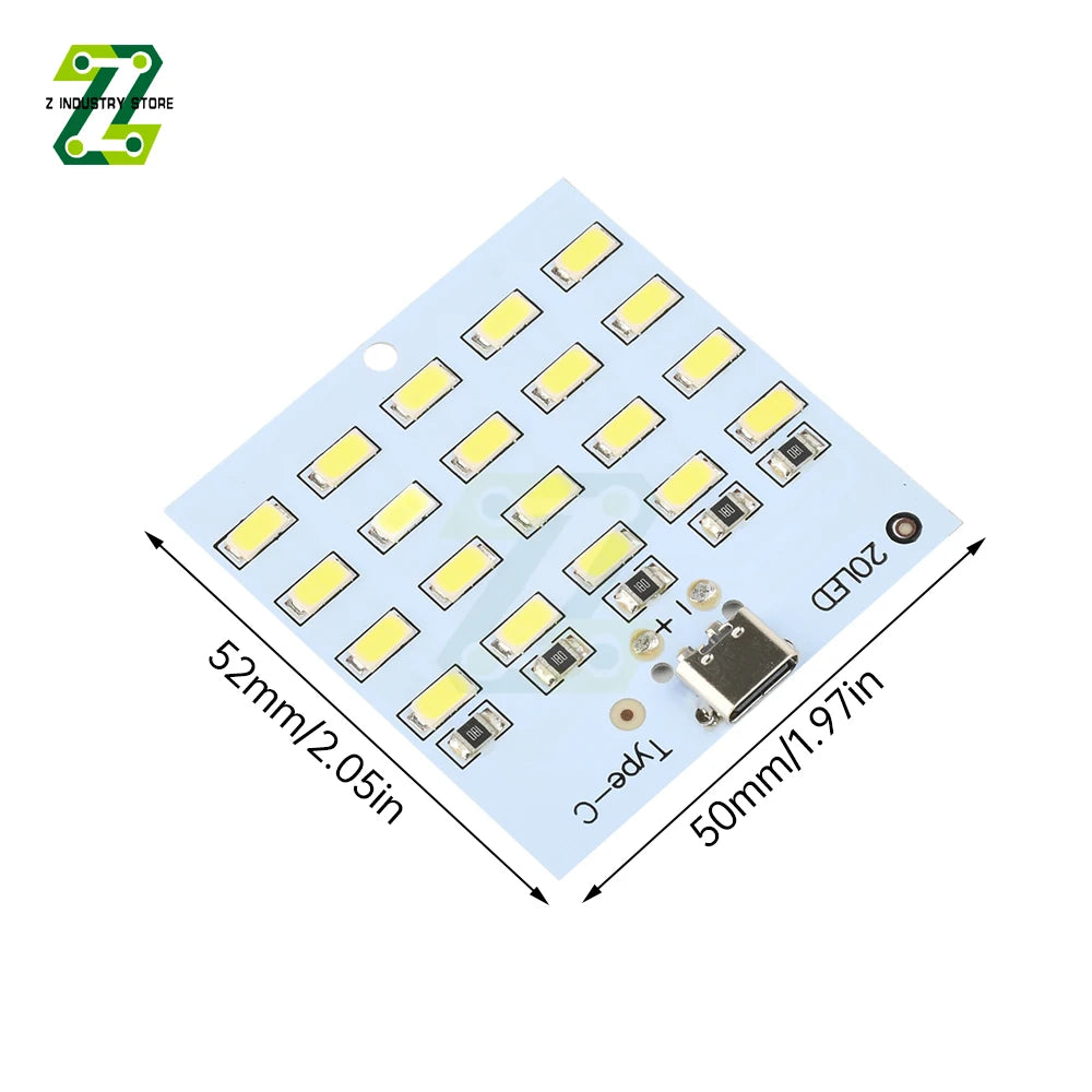 Panneau LED blanc 52mm 50mm USB Type 20 LED emergency light