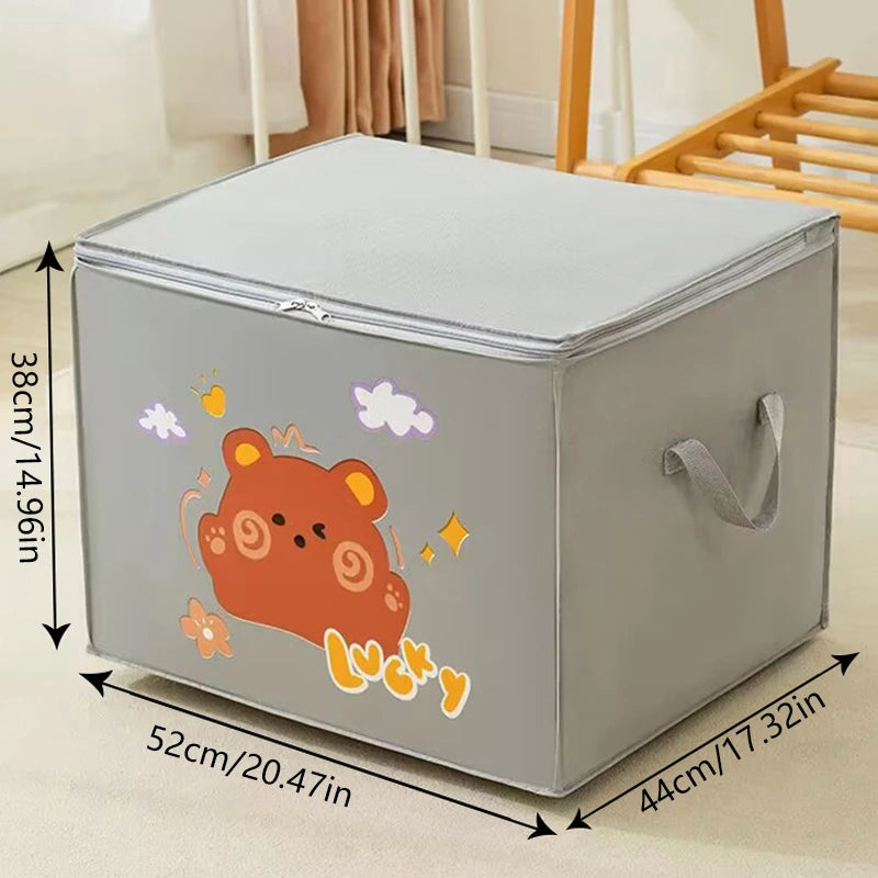 boîte rangement enfant rose bleu clair gris ours coeurs fleurs cute happy poignées détachables