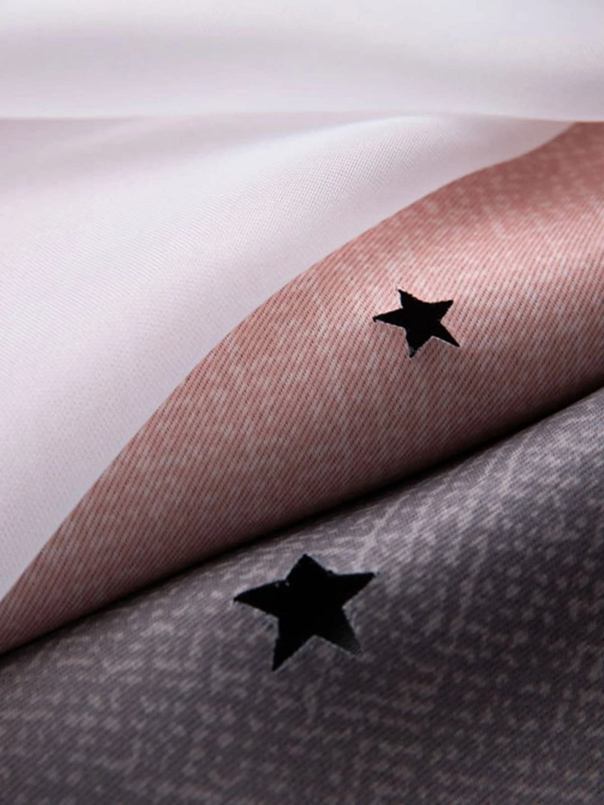 rideau moderne rose clair gris étoiles blanches polyester translucide anneaux métalliques chambre salon