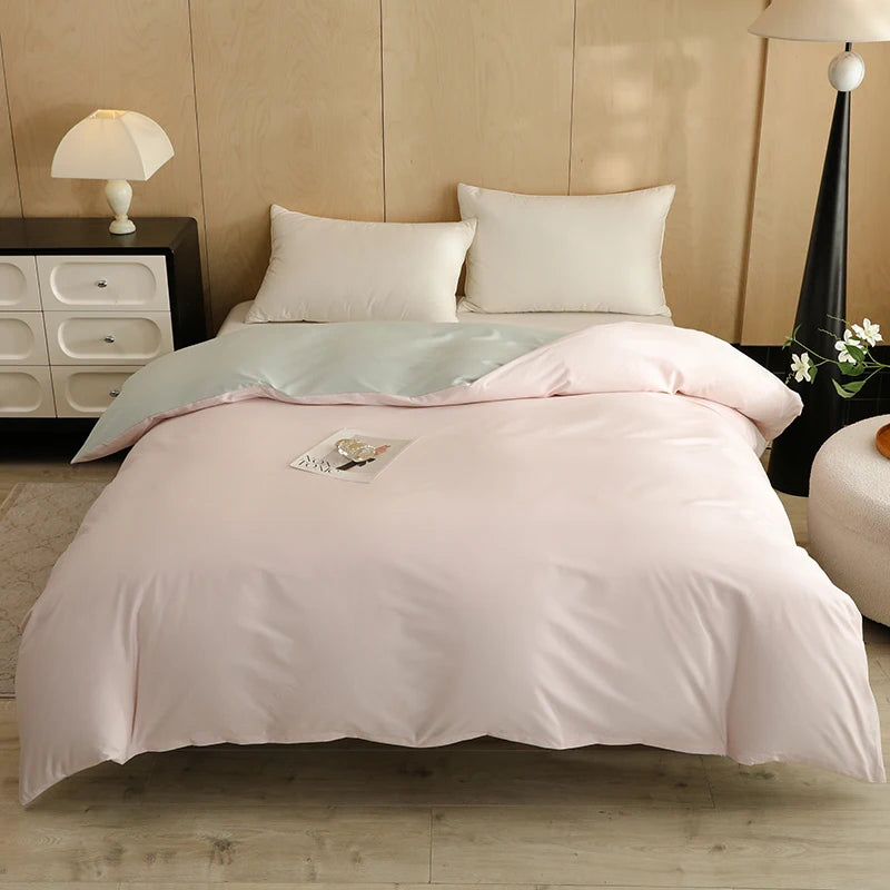 ensemble literie coton 100% uni moderne gris clair beige rose pâle doux adultes maison