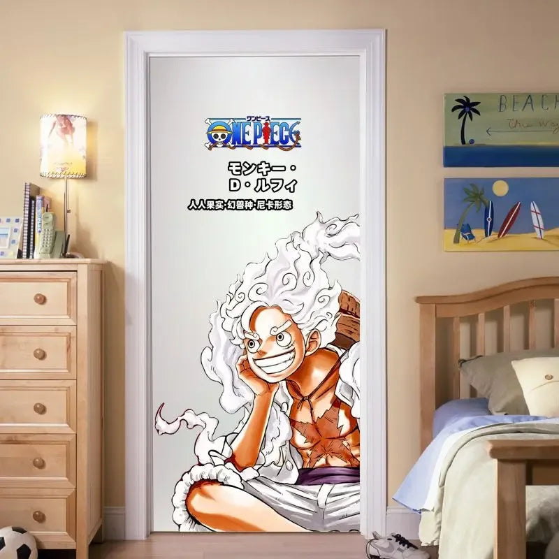 autocollant mural one piece luffy zoro personnages animés multicolore cartoon décoration chambre PVC