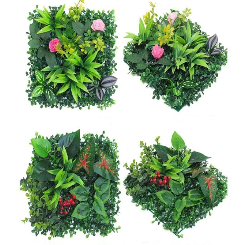panneau mural plantes artificielles herbe verte fleurs blanches décoration jardin extérieur mur extérieur décoratif