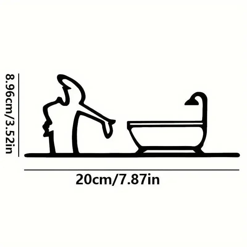 autocollant mural minimaliste silhouette douche personne noir adhésif
