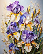 toile peinte fleurs iris diy kit débutants adultes coloriage numérique reliefs stress 50x40cm