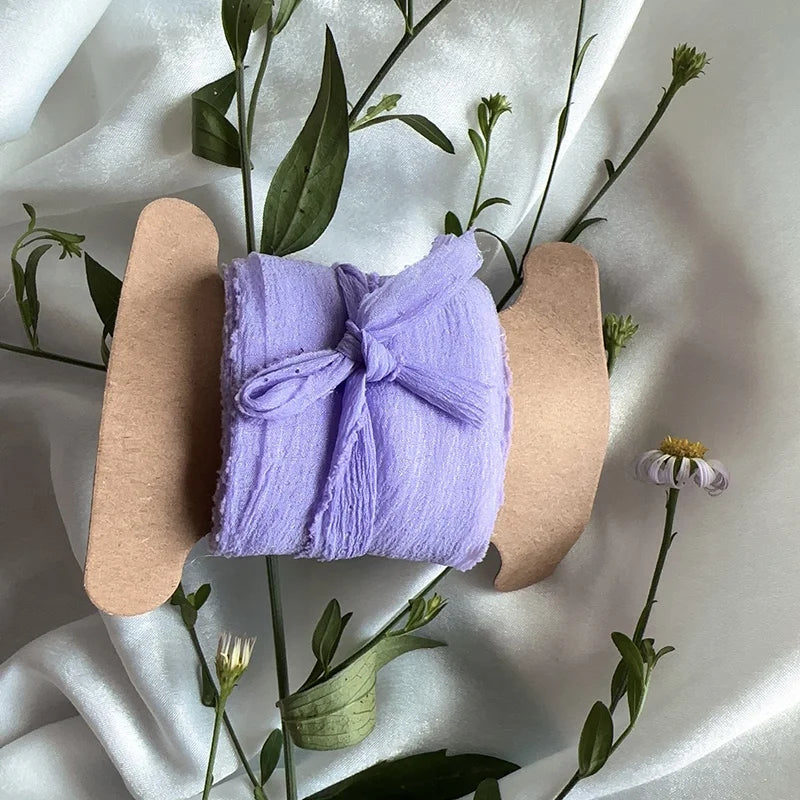 rubans coton blanc rose clair beige vert clair gris violet texture ondulée simple délicat