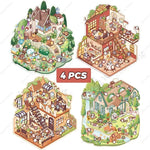 autocollants cartoon scènes miniatures animaux paysages multicolores opaques détaillés enfants