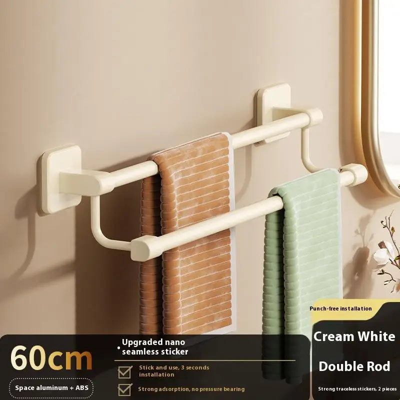 porte serviettes mural argenté moderne adhésif lisse salle bain organisation étagère murale multifonction serviettes