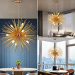 suspension lumineuse moderne dorée cristal rayons radiaux sans ombre led flux lumineux encastrée