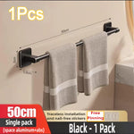 porte serviettes mural adhésif noir alliage aluminium poli industriel salle bain 30 40 50cm